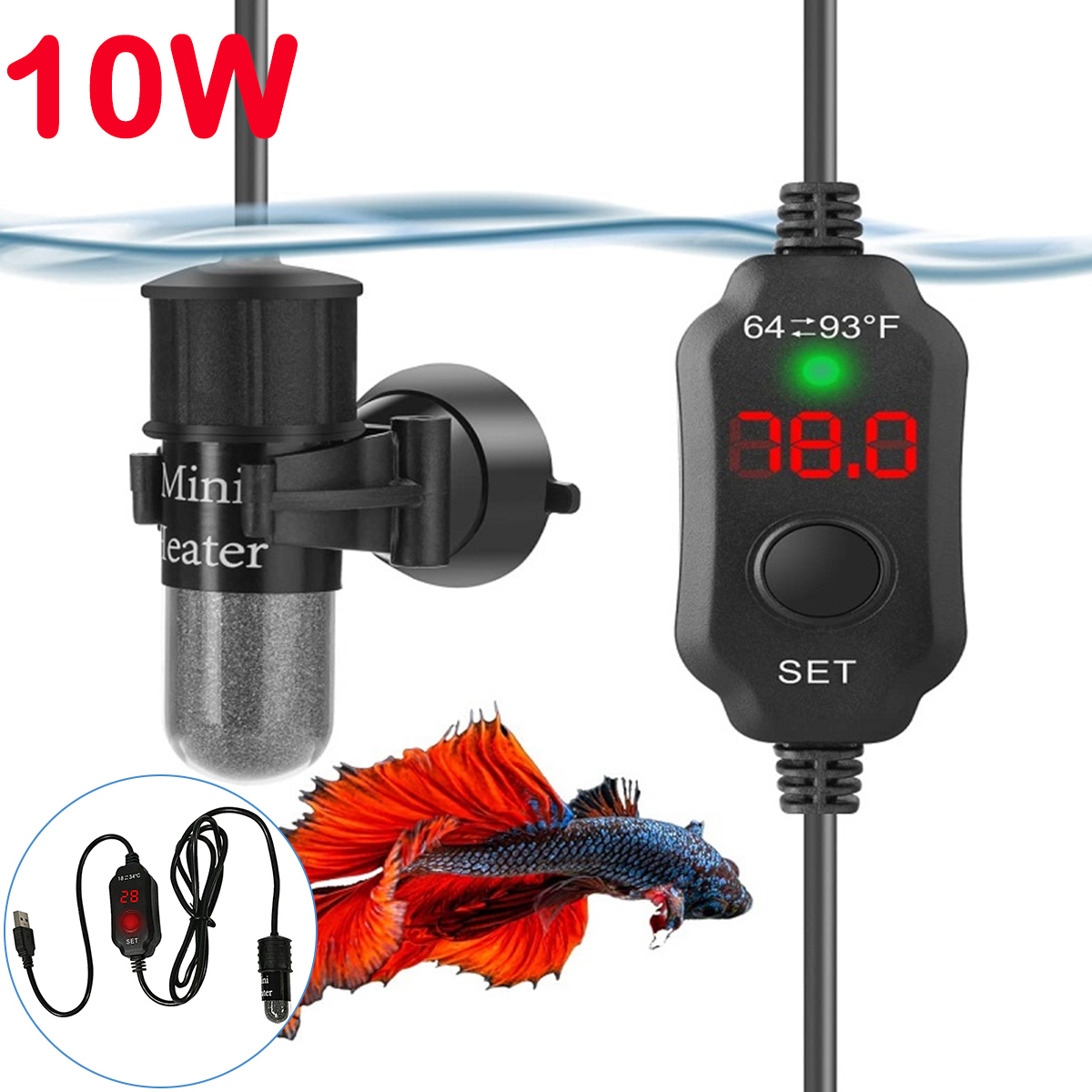 10W Adjustable Aquarium Heater - Aquarium Fish Cold Water recension och pris