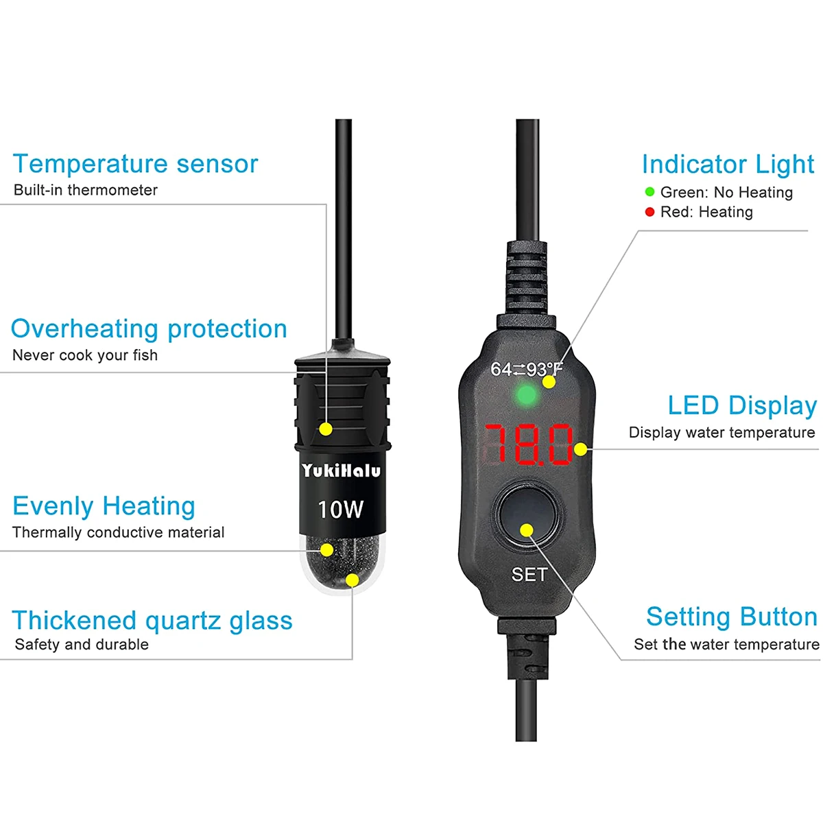 10W Adjustable Aquarium Heater - Aquarium Fish Cold Water recension och pris